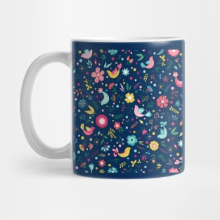 Floral & birds design in blue Mug